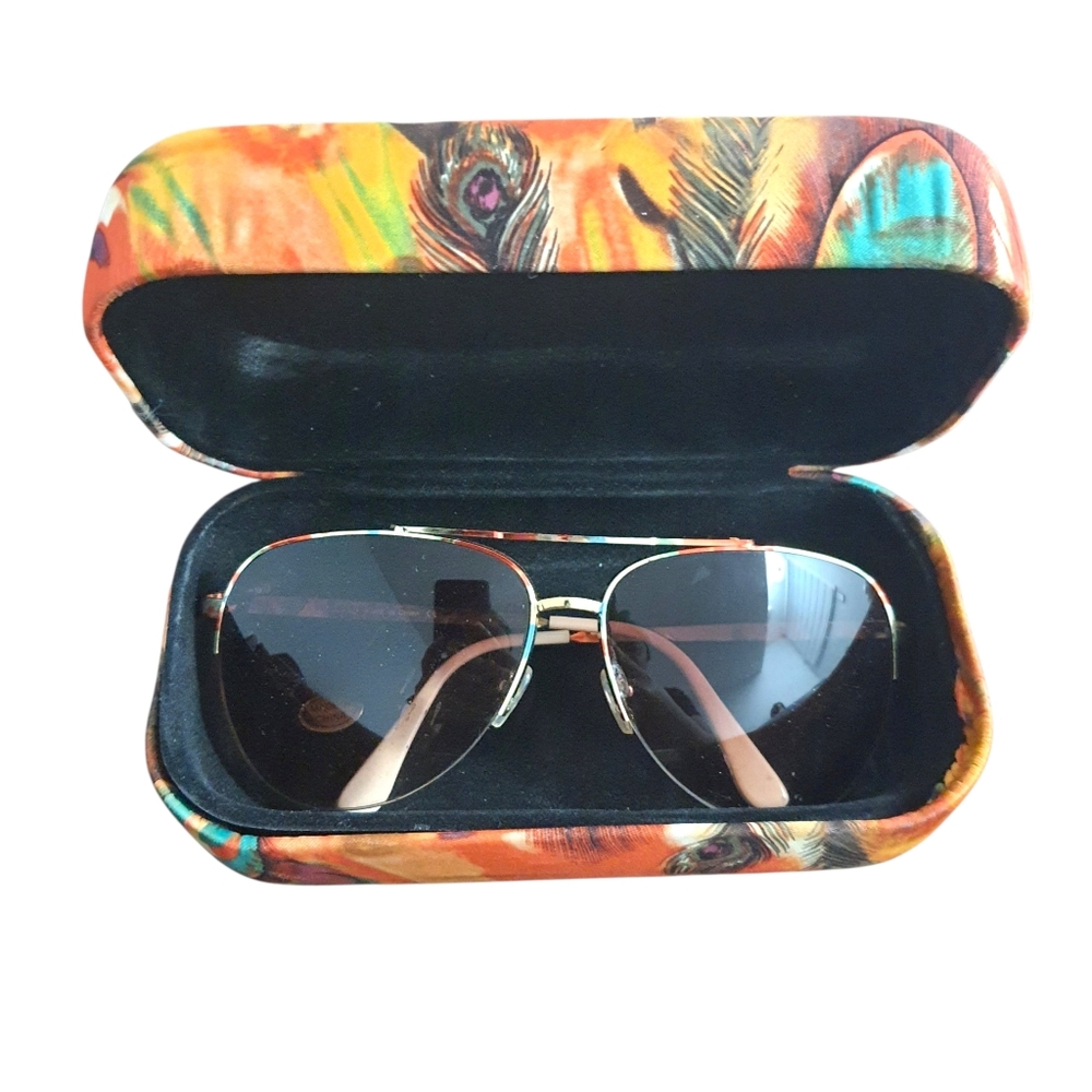 Aldo Gold Tropical Print Frame Aviator Sunglasses